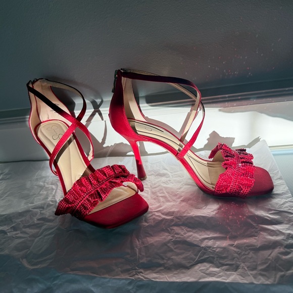 Jessica Simpson Red Ruffle Heels - Picture 2 of 3